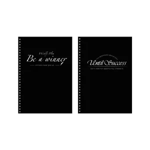 Set van twee zwarte minimalistische spiraalnotitieboekjes met inspirerende Engelse tekst