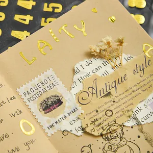 Pegatinas de letras y números de pan de oro para scrapbooking y decoración de DIY