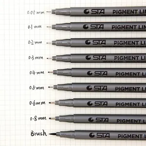 Professional STA 8050 waterproof pigment liner fineliner pens set with various nib sizes