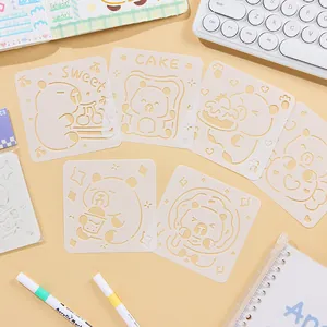 Cute cartoon bear drawing stencils set for journaling art