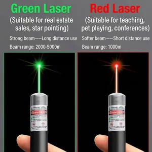 Pointeur laser haute puissance rechargeable avec faisceaux vert et rouge pour enseignement