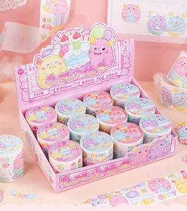 Boxed cute furry monster washi tape set for journaling and DIY crafts decoration
