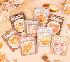 Sélection de divers post-it en forme de pain avec des motifs de boulangerie mignons