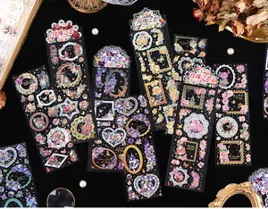 Detailed view of Rose Love series 3D bronzing stickers with shell light floral designs