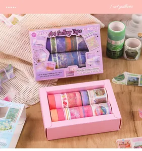 Vue détaillée du coffret cadeau de rubans washi Art Gallery avec divers motifs artistiques