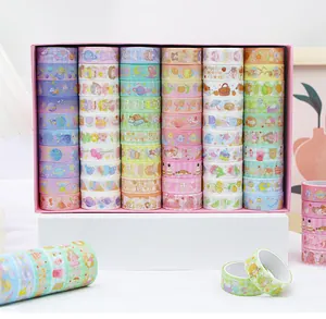 Grid view showing 60 colorful washi tape rolls with various cute cartoon patterns