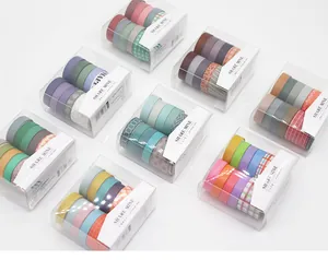 Verscheidenheid aan 10-rollen washi-tape-sets in pastelkleuren voor DIY-handboeken