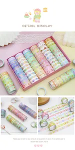 Detail view of 60 rolls cartoon washi tape set for scrapbooking and diary decoration
