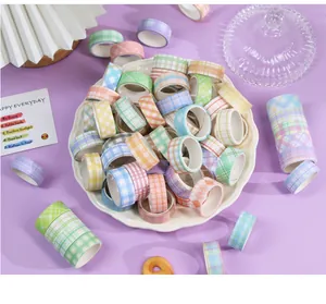 60 rolls of colorful pastel plaid washi tape set for DIY journaling and creative scrapbooking