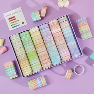Washi Tape Set 60/30 Rolls Grid Plaid Pattern Masking Tape Salt Style DIY Scrapbooking Journaling Material Stationery Decorative Tape