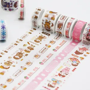 Set di nastri washi rosa carini per journaling e decorazione creativa di scrapbooking