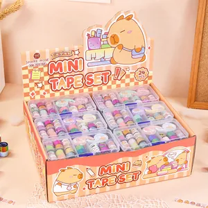 Cute Cartoon Capybara Mini Washi Tape Set With Dispenser Colored Patterned Decorative Masking Tape For Kids DIY Journal Scrapbooking Craft Stationery