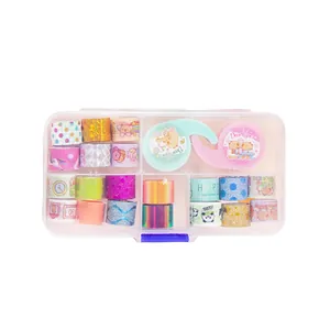 Complete Mini Washi Tape Set including 20 decorative rolls, 2 dispensers and storage case