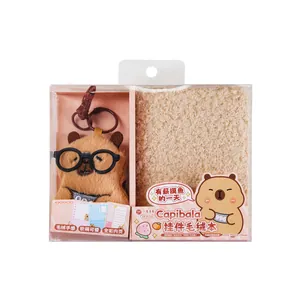 Schattige Capibara pluche notitieboek en sleutelhanger set voor creatief dagboek en cadeau