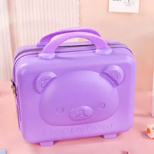 Simpatico bauletto regalo a forma di orso viola per bambini con manico e lucchetto