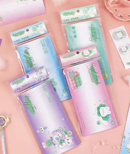 Set de papeterie avec mignonnes illustrations de lapin et chat et ses enveloppes
