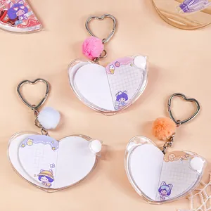 Lot de 3 mini carnets de notes en forme de cœur avec porte-clés et pompons mignons