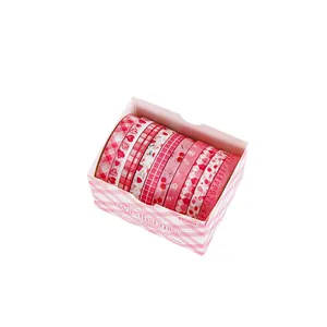 Pink themed cute washi tape set 10 rolls for journaling and decoration