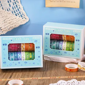 Aesthetic Macaron Morandi Washi Tape Vintage Pattern Printed Masking Tape For Scrapbooking DIY Journaling Planner Stationery Gift