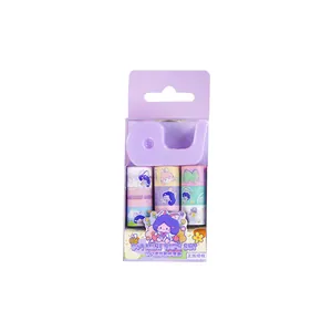 Cute dog series girl 9+1 mini tape set with purple dispenser for DIY handbook decoration