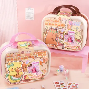 Children's DIY Journal Stationery Set Deluxe Suitcase Treasure Box Stickers Cream Glue Fun Gift For Girls Students Wheat Youth