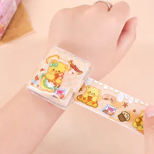 Cute Cartoon Bear Slap Bracelet Mini Notebook Portable Pocket Spiral Journal PVC Cover Diary For Students School Office Supplies