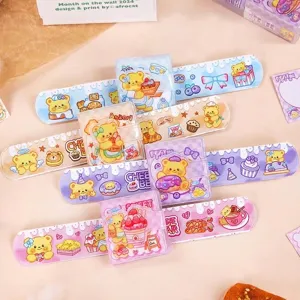 Assorted cute cartoon bear mini slap bracelet notebooks in various pastel colors