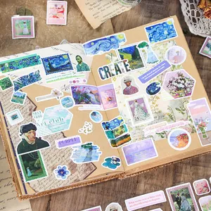 Autocollants d'art impressionniste vintage et ruban pour collage de scrapbooking