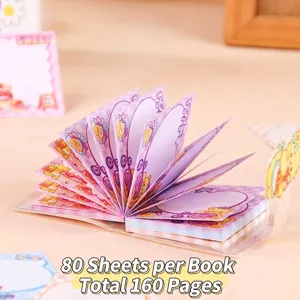 Adorable cartoon bear mini fan-out pocket notebook for students, 80 sheets 160 pages