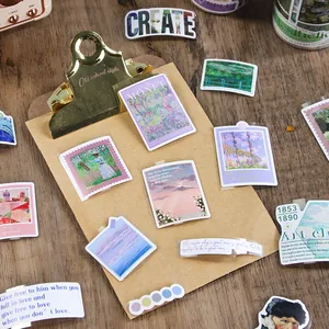 Autocollants de scrapbooking esthétiques vintage avec peintures de Monet et citations