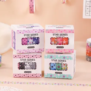 Cute Washi Tape Cartoon Stars Dessert Floral Scrapbooking Masking Tape Decorative Adhesive Paper Tape For DIY Journal
