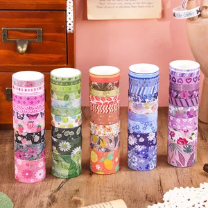 Lot de 50 rouleaux de ruban adhésif washi coloré pour le scrapbooking et le journal