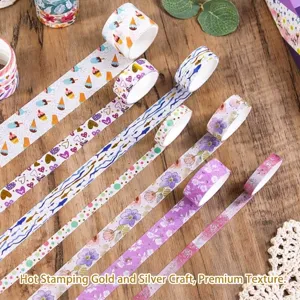 Lot de 50 rouleaux de ruban washi créatif pour scrapbooking avec dorure et argenture
