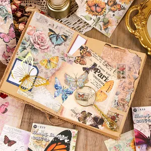 Carta per scrapbook vintage con farfalle e carte decorative per diario fai-da-te
