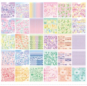 Comprehensive collection of 30 sheets of Korean style cartoon stickers for DIY journaling deco