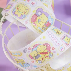 Cute cartoon bear decorative washi tape for DIY journaling scrapbooking