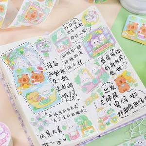 Cute pastel washi tape and sticker set for creative DIY journal and scrapbook decoration