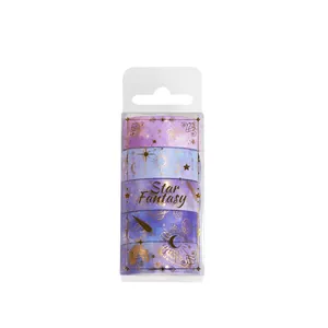 Washi-tapeset met sterrenhemelthema en goudfolie voor DIY journaling decoratie