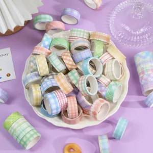 60 rolls pastel plaid washi tape set for DIY scrapbooking and journal decoration