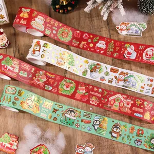 Nastro adesivo washi natalizio dorato con Babbo Natale e renne per decoro DIY