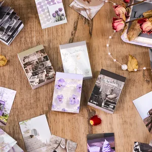 American Vintage Washi Paper Sticker Book Mini Scrapbooking Deco Materials Retro Flower Landscape Aesthetic Journal Stickers