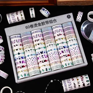 Ensemble de Ruban Washi Doré Ruban de Masquage Décoratif pour Scrapbooking DIY Artisanat Planificateur Journal Carnet Papeterie Cadeau