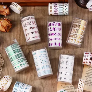 Coffret de 60 rouleaux de ruban adhésif washi décoratif avec motifs de dorure à chaud