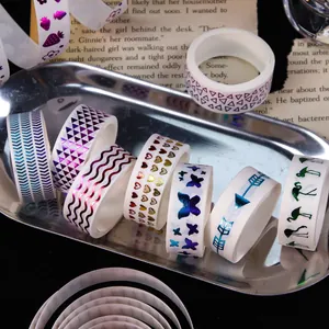 Set de rubans washi décoratifs à feuille d'or avec motifs pour le scrapbooking
