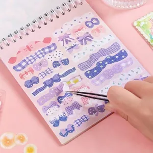Kawaii Korean style spiral sticker book with 30 sheets for DIY scrapbooking deco.