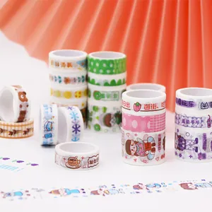 Set di nastri washi decorativi con disegni animati per diari e decorazioni fai-da-te.