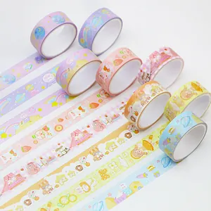 Colorful cute cartoon washi tape set for scrapbooking and creative journal decoration