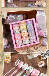 Set di 18 rotoli di washi tape floreali per scrapbooking e fai da te