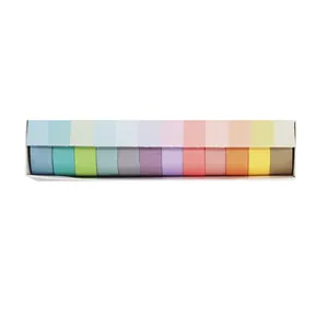 Premium 12-roll set of macaron rainbow solid color washi tapes for DIY journaling arts