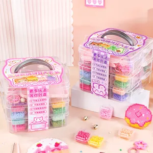 DIY Fuse Beads Deluxe Kit With Multilayer Storage Box Creative Handmade Pixel Art Set For Kids Girls Boys Craft Activities Birthday Gift